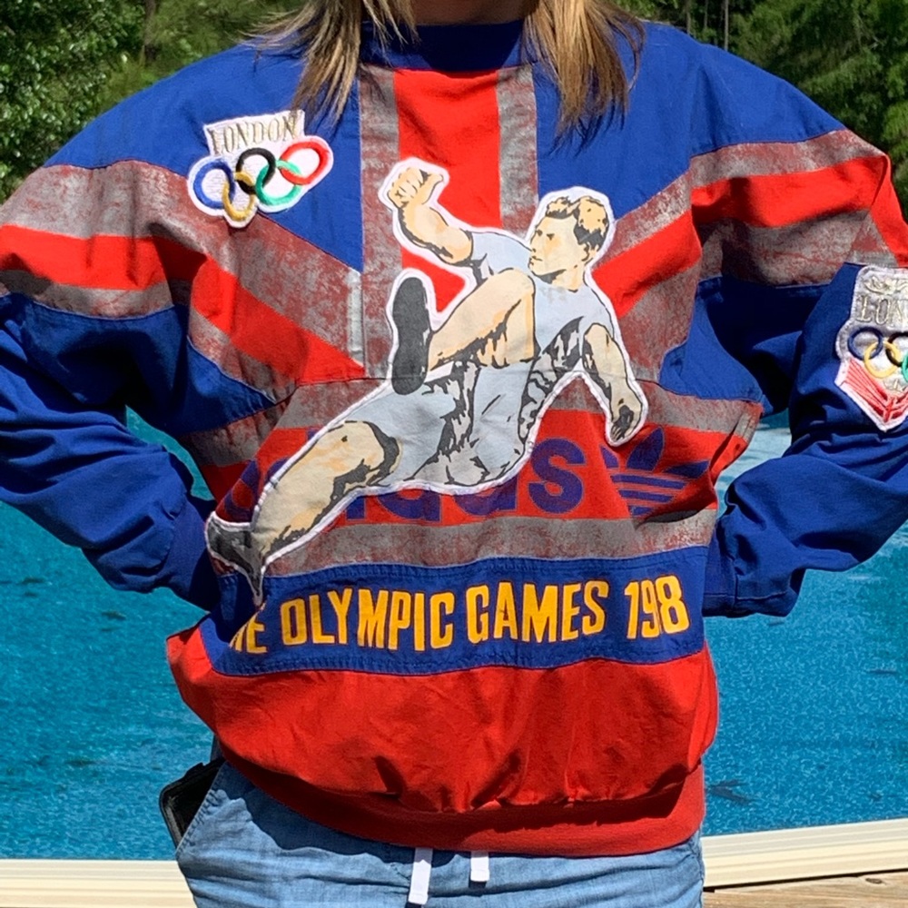 RARE 1980s Adidas London Olympics sweater retro